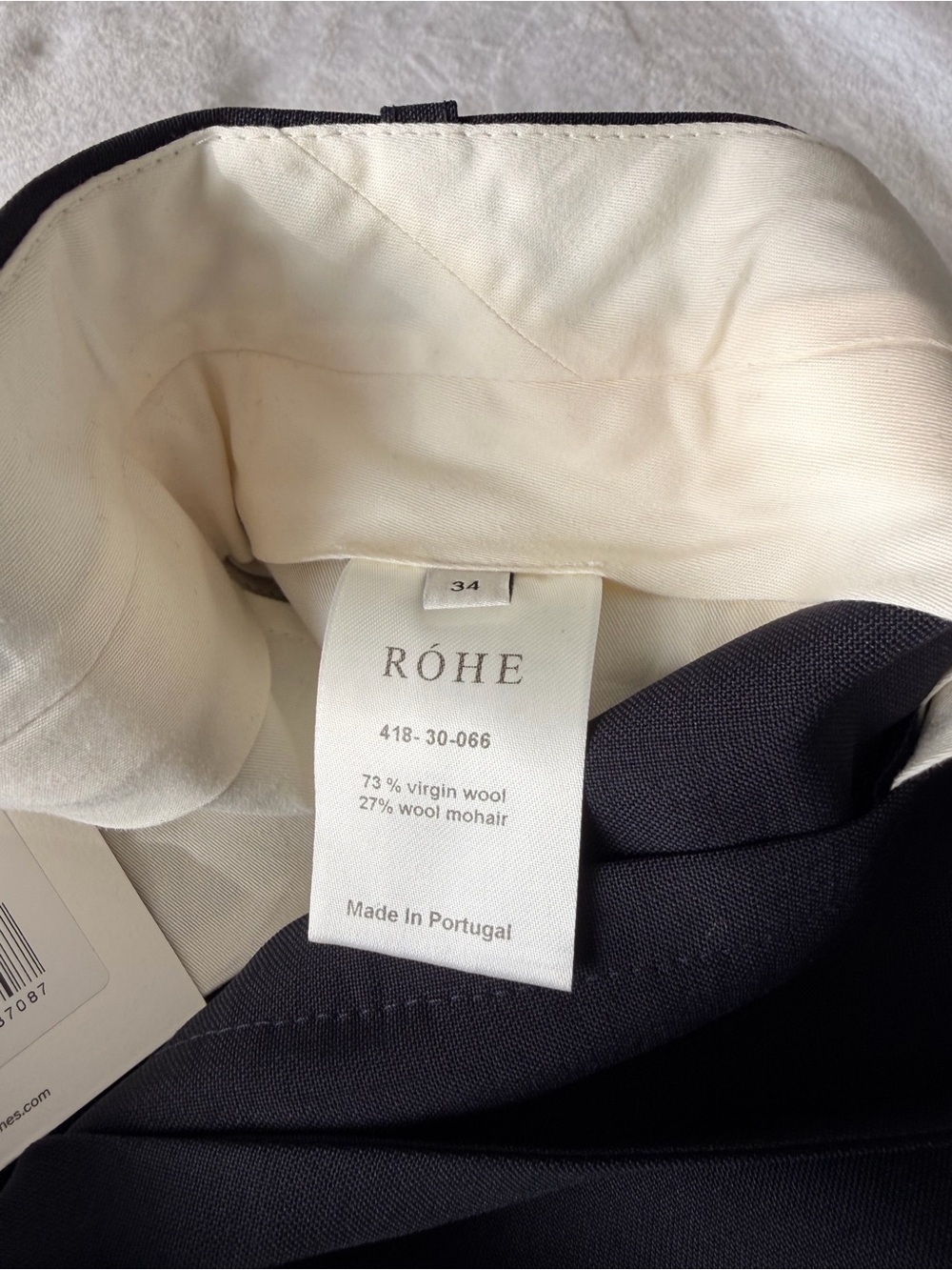 Rohe Navy Mid Waisted Tailored Wide-Leg Trousers size 34 - Picture 5 of 8